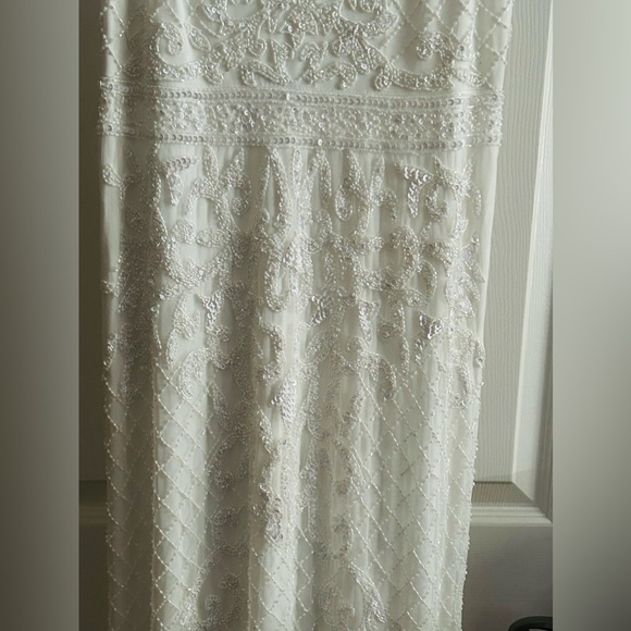 Cherished Vow White Beaded Backless Mermaid Maxi Dress Lulus Size Large - Picture 7 of 13
